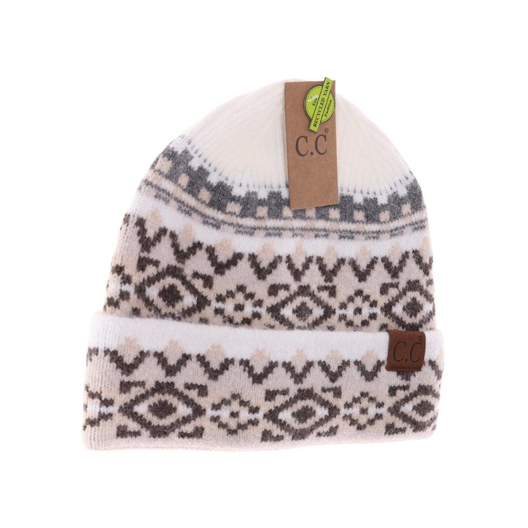 Aztec Pattern Cuff Beanie